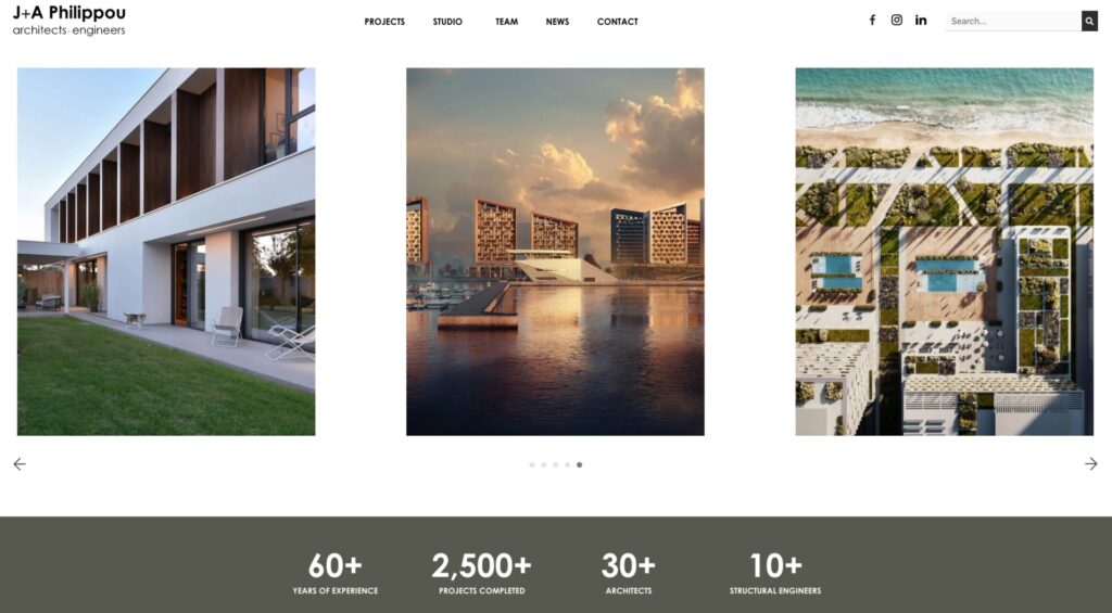 J+A Philippou Architects Engineers Website Screenshot