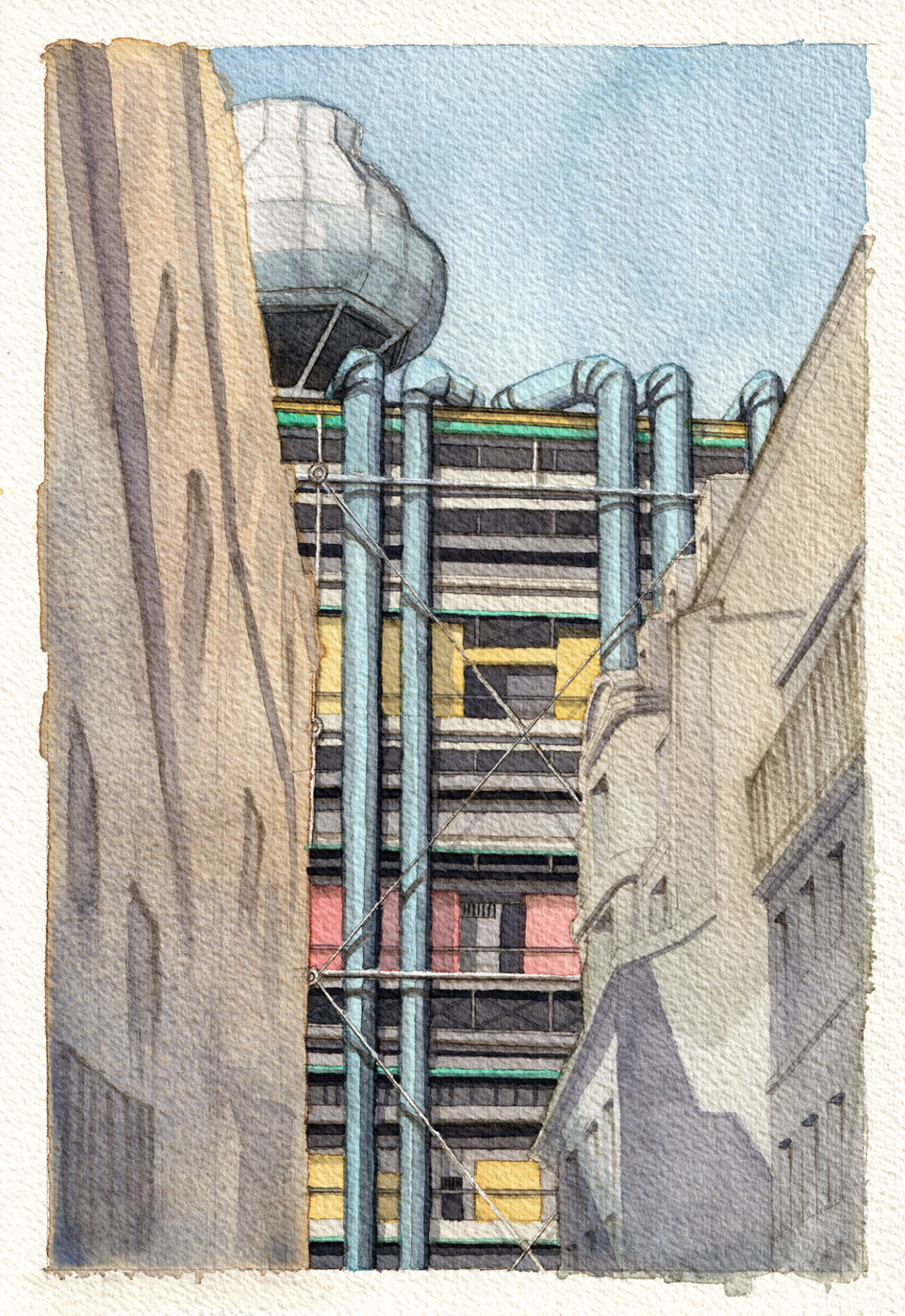 A watercolor painting of Pompidou, Paris