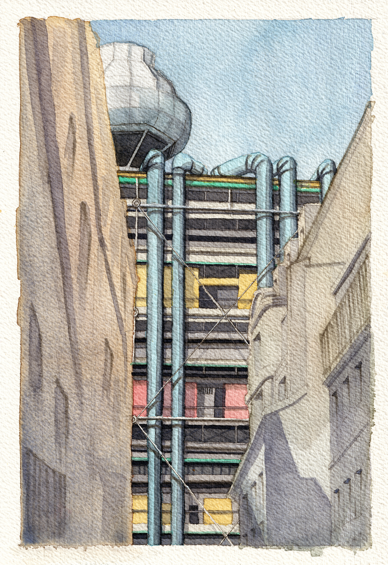 A watercolor painting of Pompidou, Paris