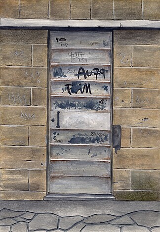 Old Door, Nicosia Watercolor Painting, 18x26cm