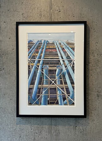 Pompidou Watercolor Painting, A3 Framed