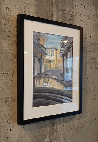 Plato's Street, Nicosia Watercolor Painting, 18x26cm