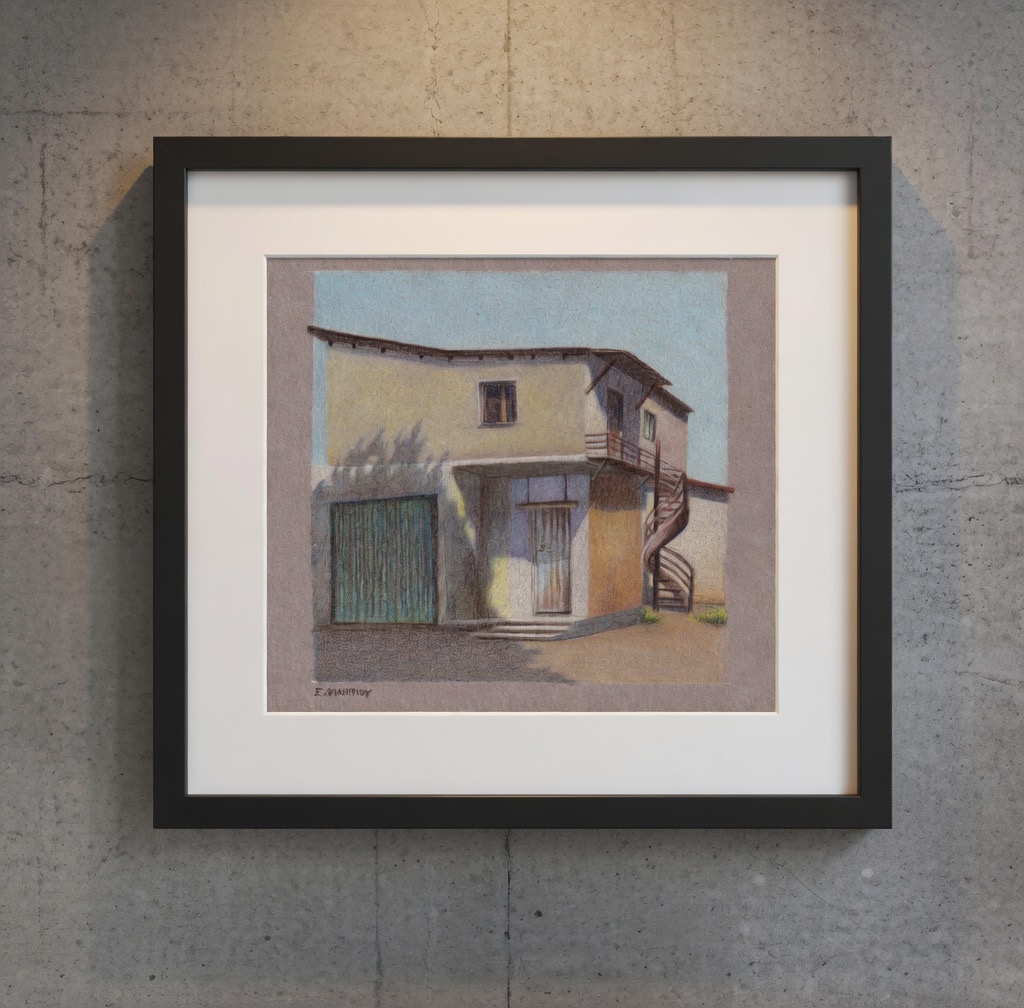 Old House in Klirou, Coloring Pencils Sketch, 15x21cm