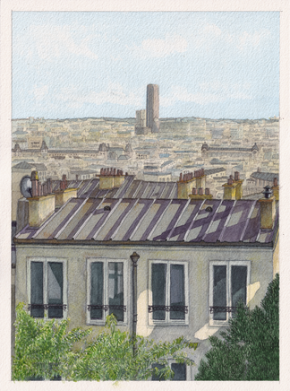View from Montmartre, Paris Watercolor Painting 23x31cm