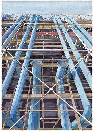 Pompidou Watercolor Painting, A3